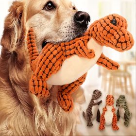 Stuffed Dinosaur Dog Squeak Chew Toy (Color: Green, size: 9.84 inch)