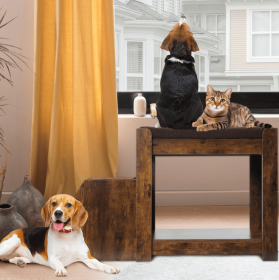 Pet Bunk Bed With Removable Step For Dogs And Cats, Multi-Level Bed Window Perch Seat Platform With Cushion And Cat Scratch Pad, Indoor Use (Option: Pet bunk beds)